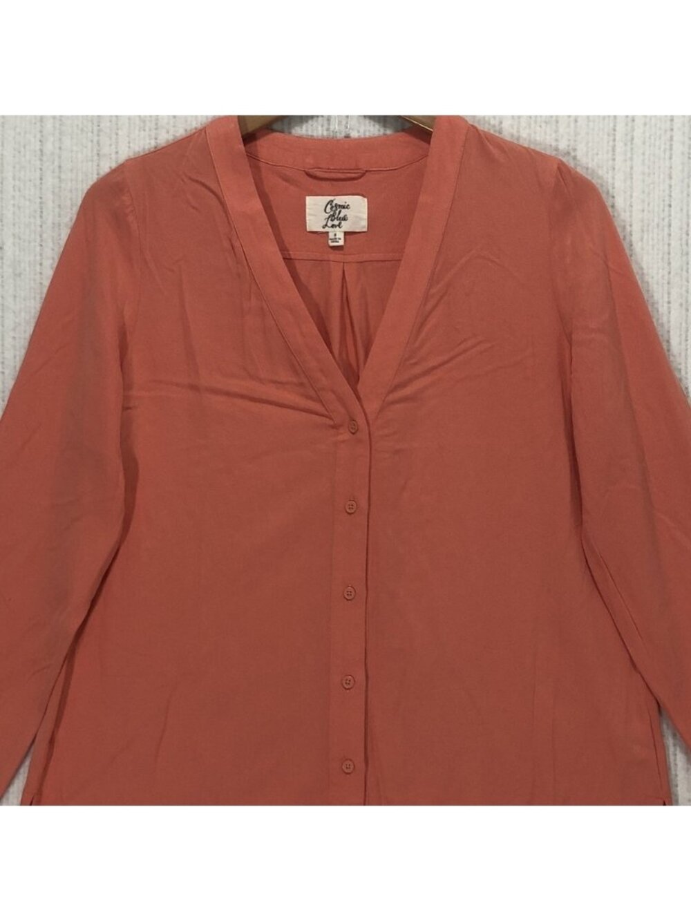 Cosmic Blue Love Women Coral Rayon V-Neck Button Front Blouse Size S